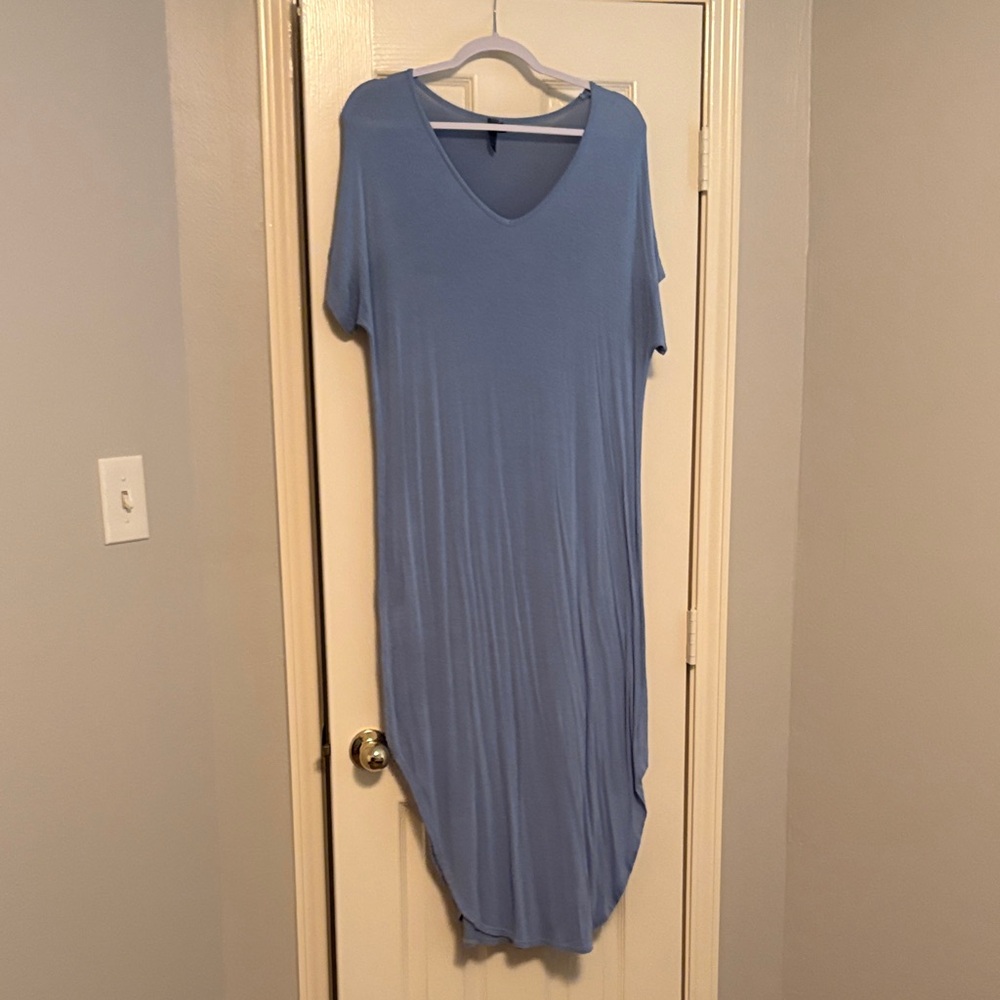 Alya Asymmetrical Blue V-Neck Dress